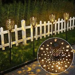 newvivid Star Moon Solar Lights Decorative Solar Lamps Garden Stake Light, Solar Lights Outdoor Garden Stake Light for Pathway Yard Lawn Patio Bronze 2 Pcs