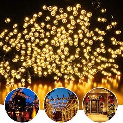 Tcamp 164Ft 500 LED Solar String Lights Outdoor Indoor Christmas String Lights with Remote Timer, 8 Modes Solar Powered Waterproof Fairy Lights for Christmas Tree Garden Patio Yard Decor (Warm White)