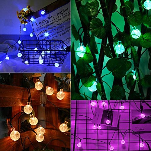 16 Colors Globe Solar String Lights, 33ft 60 Crystal Balls Outdoor String Lights Solar Powered Waterproof Patio Lights with Remote Decorative Lights for Garden Gazebo Yard Party Christmas Tree Decor