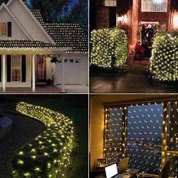woohaha LED Net Mesh Fairy String Decorative Lights 192 LEDs 9.8ft x 6.6ft with 30V Safe Voltage for Christmas Outdoor Wedding Garden Decorations (192LED, Warm White)