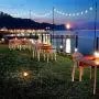 Outdoor String Lights, String Light Terrace Garden Terrace Residential Cafe Wedding Decoration with 10 Feet Rust Bracket LED or Suspended Light Solar Bulb Upgrade (Stainless Steel)