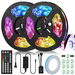 LED Strip Lights, IWVMEM RGB 32.8ft Flexible LED Strips, IP65 Waterproof, Music Sync Color Changing Light Kit, SMD 5050 LED Tape Lights with 44-Key IR Remote Control, for Home Party Decoration