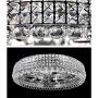 LITFAD Crystal Drum Flush Mount Lamp Contemporary Multi-Head Flush Mount Ceiling Light Modern Luxury LED Ceiling Lamp Chandelier in Chrome for Bedroom Dining Room Hotel Foyer Entry - 31.5'' W