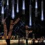 11.8 inch 10 Tubes 240 LED Meteor Shower Raindrop Lights with Timer Function Cascading Lights LED Icicle Lights Falling Raindrop Lights for Holiday Party Wedding Christmas Tree Decoration (White)
