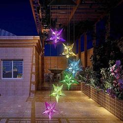 EpicGadget Large Star Solar Light, Solar Star Wind Chime Color Changing Waterproof Outdoor Solar Garden Decorative Lights for Walkway Pathway Backyard Christmas Decoration Parties (Large Star)