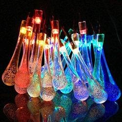 Solar String Lights, 8 Modes Multi Color Changing Solar Teardrop String Lights - 30 LEDs 14.5ft Solar Powered String Lights - Waterproof LED Solar Fairy Lights Outdoor Decorative for Garden Plants