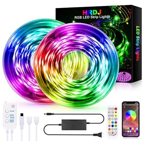 HRDJ Led Strip Lights 65.6 Feet, Music Sync Color Changing Led Light Strip 5050 SMD Flexible Rope Lights with 24Key Remote APP Control Led Lights for Bedroom Party