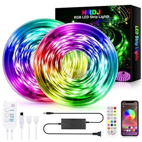 HRDJ Led Strip Lights 65.6 Feet, Music Sync Color Changing Led Light