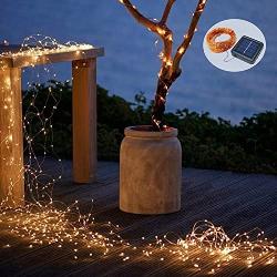 BHCLIGHT 2 Pack Each 72FT 200LED Solar String Lights, Upgraded Super Durable Solar Lights Outdoor, Waterproof Copper Wire 8 Modes Fairy Lights for Home Decor Patio Garden Party (Warm White)