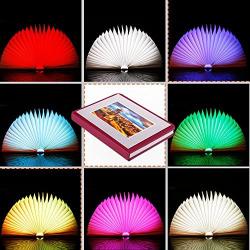 Veesee 8 Colors Folding Book Lamp,Rechargeable Book-Shaped Birthday Light,Creative Night Light Beside Bed,Desk Table Living Room Bedroom Lamps, Gift (Meired 8.5x6.30.9in