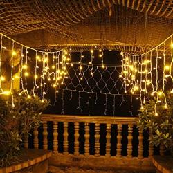 YoLight 13ft 96 LEDs Icicle Curtain String Drop Lights,, Indoor Outdoor Decoration for Christmas Festival Wedding Party Patio Garden (Warm White)