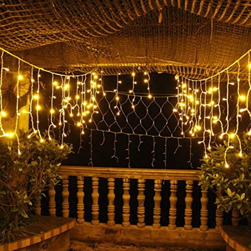 YoLight 13ft 96 LEDs Icicle Curtain String Drop Lights,, Indoor Outdoor Decoration for Christmas Festival Wedding Party Patio Garden (Warm White)