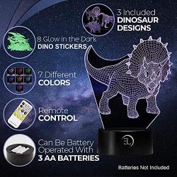 3D Dinosaur Night Light for Kids - 11 Pack of Dinosaur Lights 3D Illusion Decor - 7 Color Changing Lamp with Remote Control for Kids Bedroom