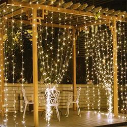 Home Lighting 600 LED Curtain Lights Fairy Starry String Lights Window Backdrop Christmas Wall Bedroom Wedding Birthday Party Decorations, Warm White