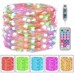 Fairy String Lights 33Ft 100 Led Color Changing Twinkle Christmas Lights with Remote and Different Light Modes for Craft Bedroom Ceiling Wedding, Holiday Lights Decoration (7 Colors + Multicolor)