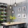 UOFUS 3-Light Pendant Lighting with Black Metal Cage Shade Adjustable Modern Light Fixture for Kitchen Living Room Bedroom Hallway Bar