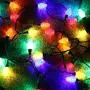 DEWENWILS Battery Operated Christmas Lights with Timer, Photocell Sensor, 22.5ft 40LED C7 LED Christmas String Light, Multi Color, Flash/Twinkle Light String (Strawberry)