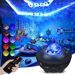 Qimedo Star Night Light Projector Galaxy Projector Night Light for Bedroom Galaxy 360 Pro Bluetooth Speaker Work with 10 Lighting Modes Remote, Timer, USB Powered Star Sea Projector