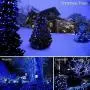 Outdoor Christmas String Lights 105ft 320 LEDs 8 Modes Memory Function Waterproof End to End Expandable Halloween Decorations Fairy Lights for Patio Home Tree Wall Party Wedding UL 588 Approve (Blue)