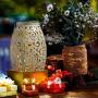 Solar Lantern Outdoor Hanging Decor Lanterns Decorative Garden Powered Decorations Patio Porch Lights Pathway Tabletop Lamps Table Light Outside Floor Moroccan Pathway Metal Yard 1 Pc (White)