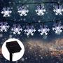 Christmas Snowflake String Lights, MQ 23 ft 50LEDs Snowflake Lights Decorations Waterproof Solar Powered 8 Modes String Lights for Christmas Indoor Outdoor Garden Lawn Home Party Decor