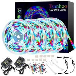 LED Strip Lights 65.6ft,Tsanhoo Bluetooth LED Lights,SMD 2835 RGB LED Strip Lights,Color Changing,Music Sync,APP and Remote Control Light Strips,LED Lights for Bedroom, Kitchen,Party