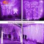 300Leds Window Curtain Lights for Christmas Decoration,9.8x9.8ft Indoor Backdrop Window lights Plug in With Remote Connectable Waterfall Lights Wall Decor for Bedroom,Holiday,Party,Wedding-Purple