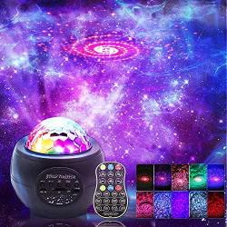 MAXROCK Star Projector Night Light, 3 in 1 LED Galaxy Starry Projector Light, Ocean Wave Light, w/ Bluetooth Music Speaker Remote Control Sound Activated for Kid Adult Holiday, Party, Christmas