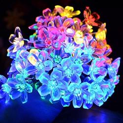 VMANOO Solar Outdoor Christmas String Lights 21ft 50 LED Fairy Flower Blossom Decorative Light for Indoor Garden Patio Party Xmas Tree Decorations Multi-Color