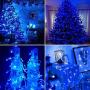 Baimo 2 Pack 33ft 100 LED Battery Operated String Lights with USB Cable, 8 Modes Waterproof Remote Timer Fairy Lights Indoor Outdoor for Christmas, Garden, Party (Blue)