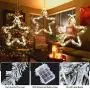 MAOYUE Christmas Window Lights 3 Pack Christmas Star Lights with Snow Pine Leaves Battery Operated Christmas Lights for Outdoor Christmas Decorations, Window, Indoor, Door, Porch, Party, Warm White