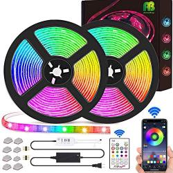 Led Strip Lights Kit 50ft(15M), Flexible Strip Lights SMD 5050 RGB with Bluetooth App Controller,Tape Lights Kit Sync to Music Rope Lights with IR Remote for Party,Home,Bedroom Decor