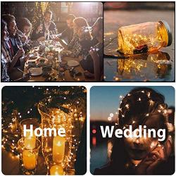 2-Pack Solar String Lights Outdoor, 100-LED 39ft Waterproof Solar Powered Copper Wire Fairy Lights with 8-Lighting Modes for Christmas, Garden, Yard, Party, Patio, Wedding