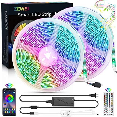 LED Strip Lights, 65.6ft/20m RGB LED Light Strips, 5050 SMD LED Color Changing Tape Light with 40-Key Remote + Bluetooth APP Controller, LED Light for Bedroom, Party Decoration