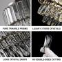 Oval Crystal Chandelier Lighting L23.6''x W11.8''x H12.6'', 3-Tier Adjustable Crystal Hanging Ceiling Light for Kitchen Island Living Room Bedroom, K9 Crystal 11-Light G9
