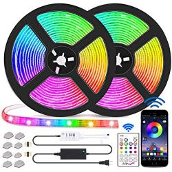 Led Strip Lights, 32.8ft 10m SMD 5050 RGB Lights Strip with Bluetooth App Controller Music Sync Color Changing Rope Lights, Flexible IP65 Tape Lights Kit for Bedroom Decorations, TV, Home and Kitchen