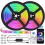 Led Strip Lights, 32.8ft 10m SMD 5050 RGB Lights Strip with Bluetooth App Controller Music Sync Color Changing Rope Lights, Flexible IP65 Tape Lights Kit for Bedroom Decorations, TV, Home and Kitchen