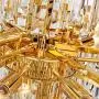 RUNNUP Tiered Pendant Chandelier Contemporary Crystal 8 Lights Gold Ceiling Suspension Lamp for Dining Room Kitchen Living Room Bedroom 23.5'' Wide