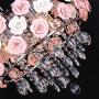 MoreChange 19.5inch Crystal Ceiling Light Fixtures Flush Mount Ceramic Rose Flowers, Chandelier Pendant Lighting with 5-Light E14 Socket for Living / Dining Room Bedroom Girl Room
