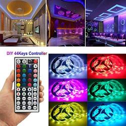 Led Strip Lights,16.4ft RGB LED Light Strip with 44 Keys IR Remote and 12V Power Supply Flexible Color Changing RGB SMD 5050 150leds LED Strip Light Kit for Bedroom,Party,Kitchen,DIY Decoration