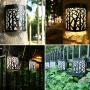 DenicMic Solar Wall Lights Outdoor Fence Solar Lights for Deck Patio Stairs Step Backyard LED Forest Night Lights, Waterproof, Warm White/Color Changing (2 Pack)