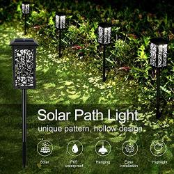 Solar Lights Outdoor, GRDE Upgraded Solar Pathway Garden Lights Super Bright 20 lumens& Longer Working Time IP65 Waterproof Landscape Lighting for Yard Patio Walkway Landscape Spike Path Light