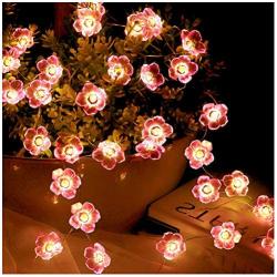 Flower String Lights for Girls Kids Bedroom Decorations - Pink Cherry Blossom 30 LED Decorative Fairy Night Light - Waterproof Indoor Outdoor Wedding Birthday Party Wall Decor Battery Operated 10FT