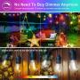 2-Pack 48FT Colorful Outdoor String Lights, Upgraded RGB LED String Lights Music Sync with Dimmable S14 Edison Bulbs Waterproof&Shatterproof, Commercial Patio Light String for Café Backyard 96FT