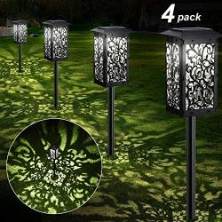 Solar Lights Outdoor, GRDE Upgraded Solar Pathway Garden Lights Super Bright 20 lumens& Longer Working Time IP65 Waterproof Landscape Lighting for Yard Patio Walkway Landscape Spike Path Light