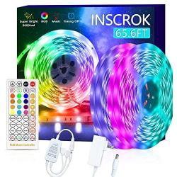 Inscrok LED Strip Lights 65.6FT - Music Sync LED Light Strips - Ultra-Long Color Changing LED Lights Strip for Bedroom Decor, Room Decor，Childrens Room