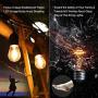 FOXLUX Solar String Lights - 48 ft LED Outdoor String Lights - Shatterproof, Waterproof Pergola Lights - 15 Hanging Sockets, Light Sensor, S14 Edison Bulb - Decor for Patio, Backyard, Garden - Update