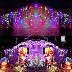 Toodour LED Icicle Lights, 360 LED Christmas Lights, 29.5ft, 8 Modes, Window Curtain Fairy Lights with 60 drops, Icicle Fairy Twinkle Lights for Christmas, Party, Holiday Decorations (Multicolor)