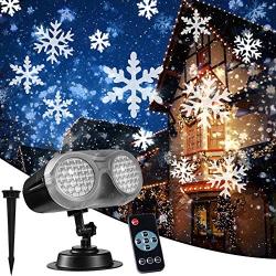 NUÜR Rotating Snowflake Christmas Projector Light with Wide Coverage & High Brightness for Indoor & Outdoor, Wireless Remote Control and Timer Function, Festive LED Light for Christmas Décor