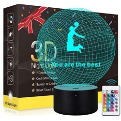 Basketball Night Light for Kids, Metplus 3D Illusion LED Lamp Room Decor Bedside Lights with Remote Touch Control, Timer,16 Colors,Dimmable,Birthday Christmas Gifts for Boys Girls Sports Lovers